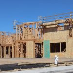 Capture of a wooden house frame under construction in Elk Grove, CA.